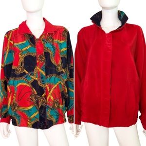 Vintage 1980s reversible bold silky bomber jacket